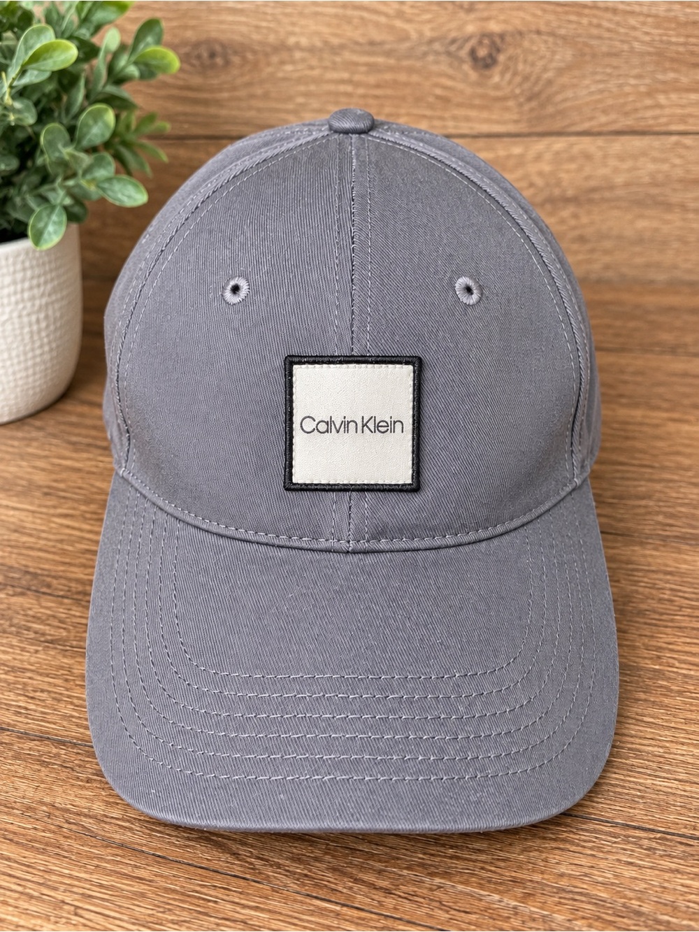 Calvin Klein Men's Charcoal Gray Logo Patch Baseball Cap